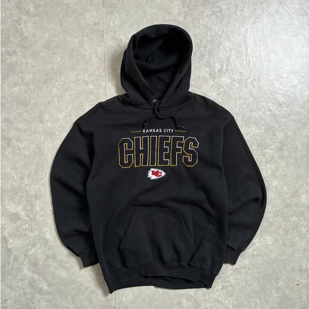90s Vintage Kansas City Chiefs Black Hoodie -M